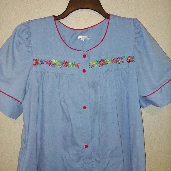 Carole Chambray Short Sleeve Duster Robe - Picture 3 of 7